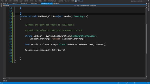 calling the method of Class Library